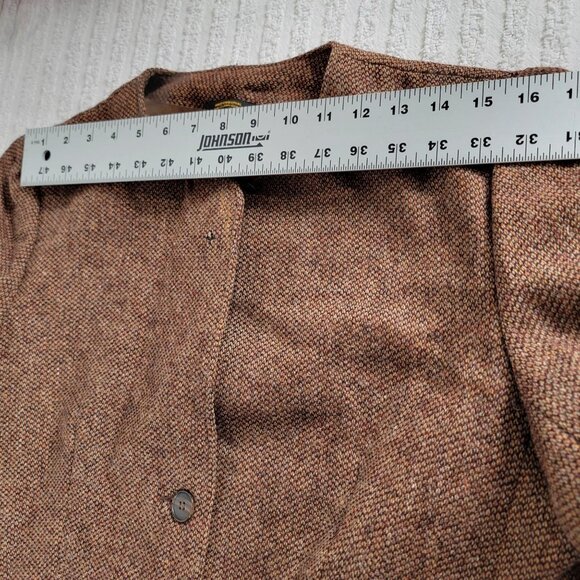 Vintage Cross Country Fashions Womens Wool Tweed Blazer Brown Three-Button - Picture 9 of 11